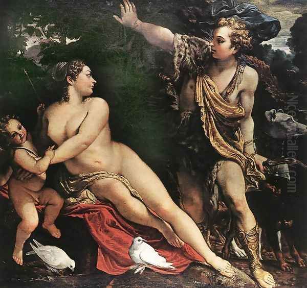 Venus and Adonis c. 1595 Oil Painting by Annibale Carracci