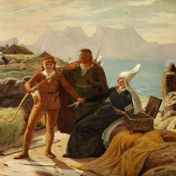 From The Nordic Mythology Or The Icelandic Sagas Oil Painting by Christen Dalsgaard