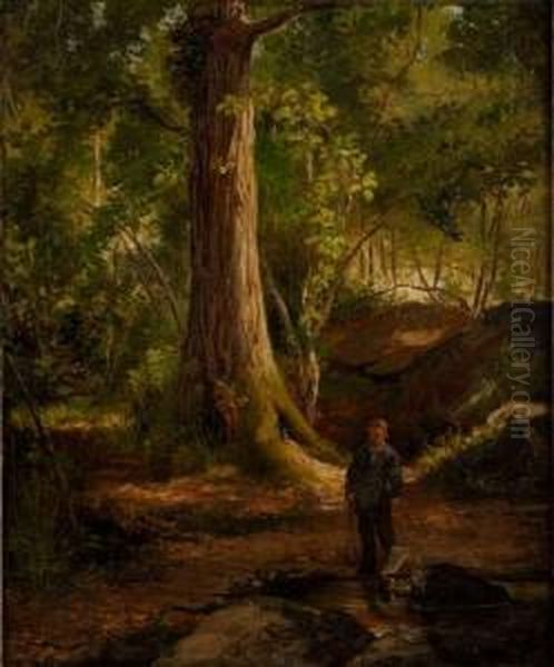 Promeneur En Sous Bois Oil Painting by Emile Charles Dameron