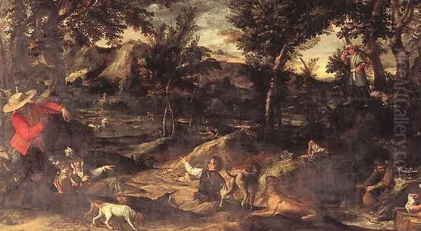 Hunting 1595 Oil Painting by Annibale Carracci