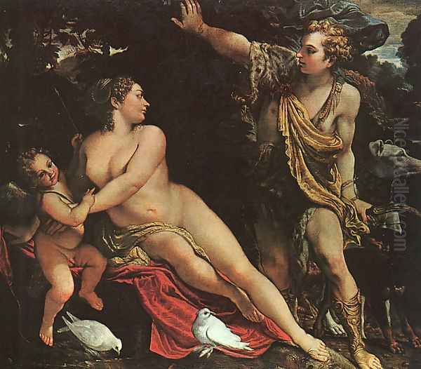 Venus, Adonis, and Cupid Oil Painting by Annibale Carracci