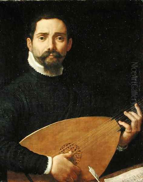 Portrait of a Lute Player, c.1593-94 Oil Painting by Annibale Carracci