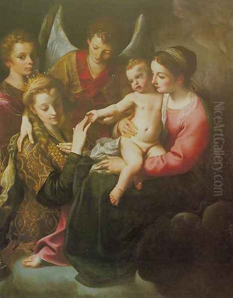 Mystic Marriage of St. Catherine (Sposalizio mistico di santa Caterina) Oil Painting by Annibale Carracci