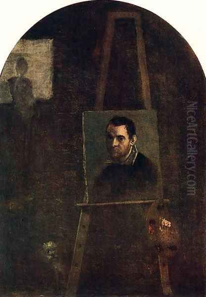 Self-Portrait c. 1604 Oil Painting by Annibale Carracci