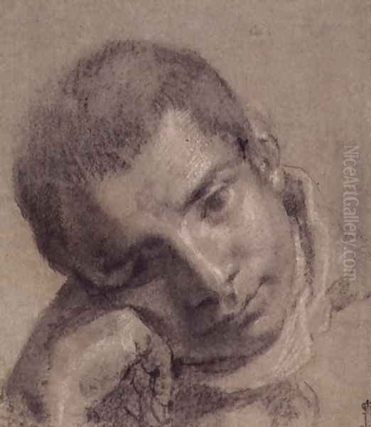 Head of a Youth Oil Painting by Annibale Carracci