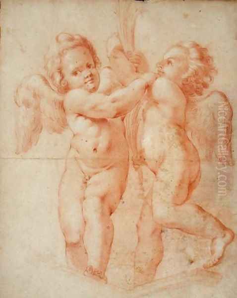 Two Putti Oil Painting by Annibale Carracci