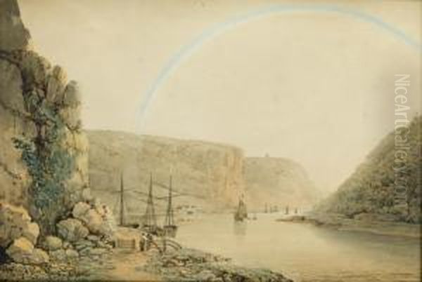 The Avon Gorge From The Stop Gate Below Sea Walls Oil Painting by Francis Danby