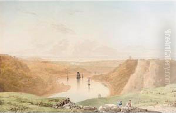 The Avon Gorge From Clifton Down, Looking Towards The Severn Estuary Oil Painting by Francis Danby