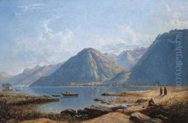 View Of Lake Geneva Oil Painting by Francis Danby