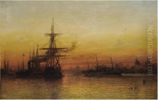 Sunset At Greenwich Oil Painting by Francis Danby