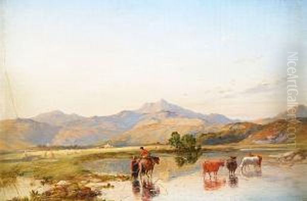 Watering The Cattle Oil Painting by Thomas Danby