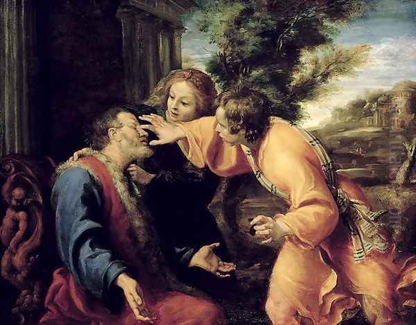 The Young Tobias Heals his Blind Father, c.1600 Oil Painting by Annibale Carracci