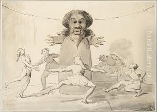 Figures Dancing Around An Effigy Oil Painting by George Dance