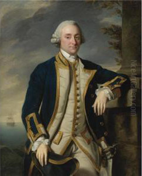 Portrait Of Admiral Sir Hugh Palliser, 1st Bart. (1722-1796) Oil Painting by Sir Nathaniel Dance-Holland