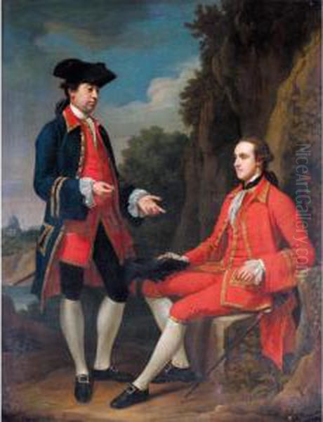 Portrait Of George Henry Grey, 5th Earl Of Stamford And Sir Henry Mainwaring, 11th Bt. Oil Painting by Sir Nathaniel Dance-Holland