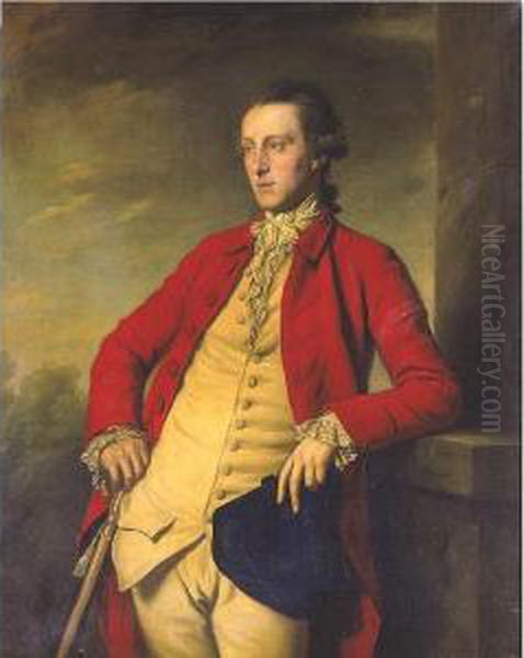 Portrait Of Sir John Weyland 
(1744 - 1825), Three Quarter Length In A Red Coat, A Buff Waistcoat 
Holding A Tricorn Hat Oil Painting by Sir Nathaniel Dance-Holland