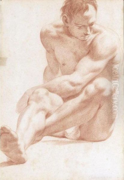 Seated Male Nude Oil Painting by Cesare Dandini