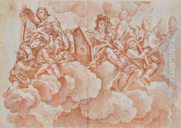 Classical Figures On A Cloud Oil Painting by Pietro Dandini