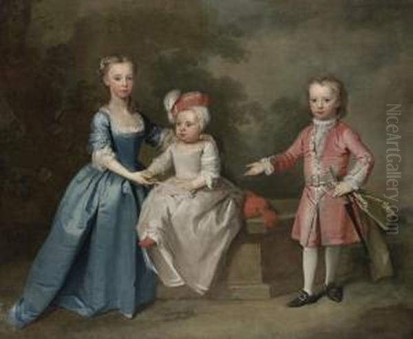 Portrait Of Three Children Oil Painting by Bartholomew Dandridge