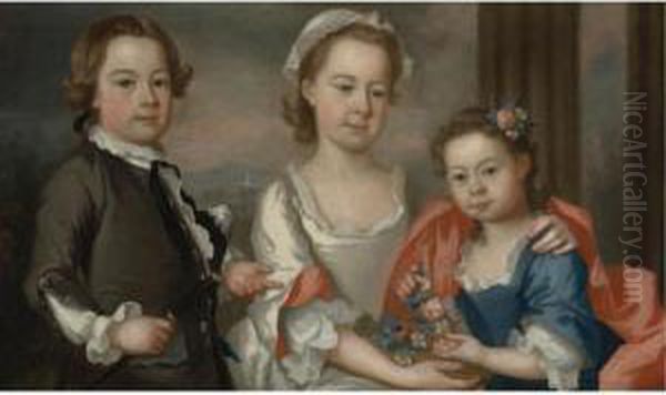 Portrait Of The Ballard Children Oil Painting by Bartholomew Dandridge