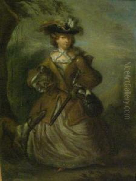 Portrait Of A Lady With Hound Oil Painting by Bartholomew Dandridge