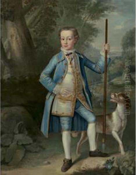 Portrait Of A Young Boy And His Dog Oil Painting by Bartholomew Dandridge