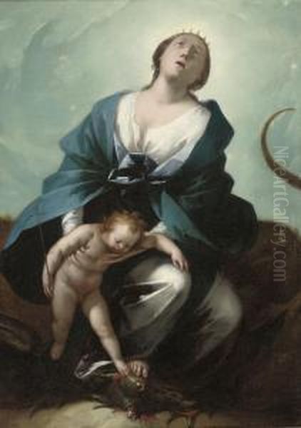 The Madonna Immaculate With The Child Treading On The Serpent Oil Painting by Stefano Danedi