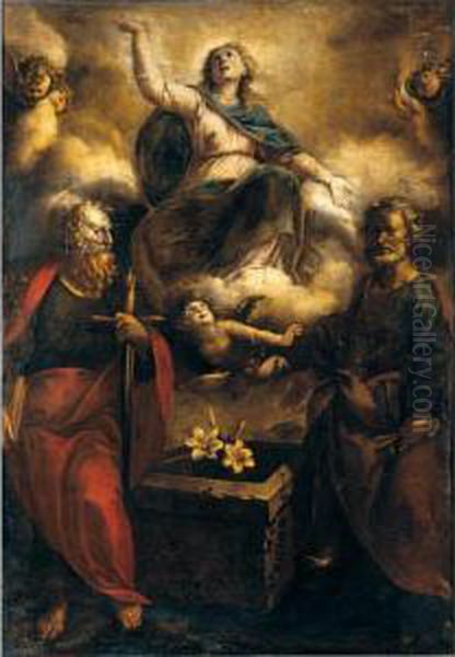 L'assunta Con San Pietro E San Paolo Oil Painting by Stefano Danedi