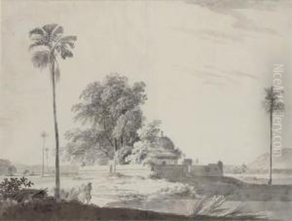 The Tomb Of Badhal Khan Near Chaynpore Oil Painting by Thomas Daniell