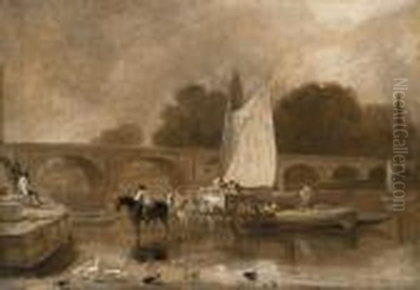 A View Of Richmond Bridge Oil Painting by Thomas Daniell