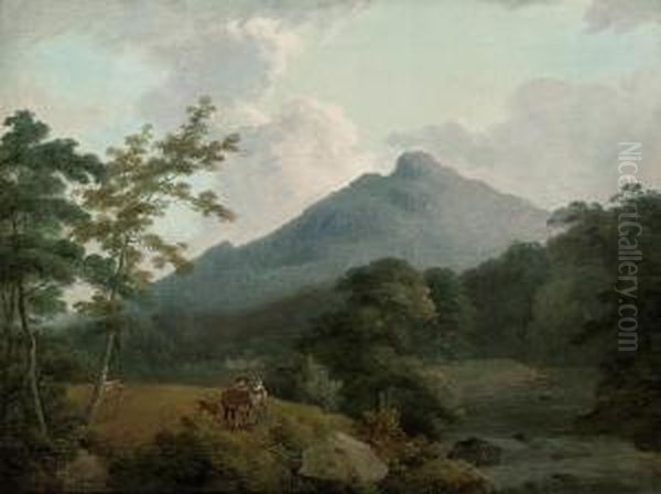 A View Of The Highest Peak Of Mount Snowdon, North Wales Oil Painting by Thomas Daniell