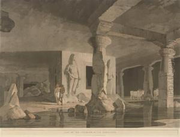 The Entrance To The Elephanta Cave Oil Painting by Thomas Daniell