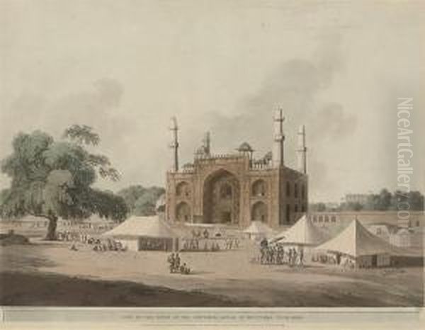 Gate Of The Tomb Of The Emperor 
Akbar, At Secundra, Near Agra, From Oriental Scenery (abbey Travel 420, 
No. 10) Oil Painting by Thomas Daniell