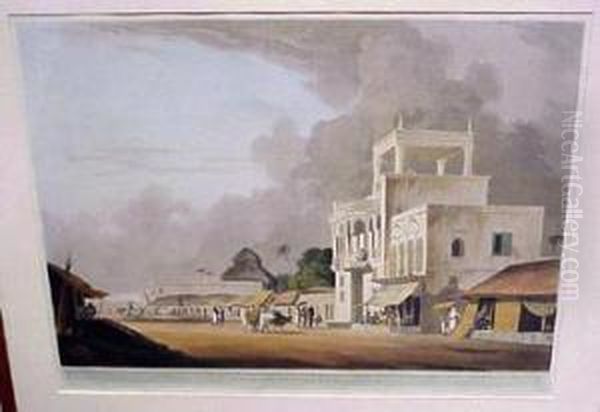 Govinda Ram Mittee's Pagoda, Calcutta And View On Chitpore Road,calcutta Oil Painting by Thomas Daniell