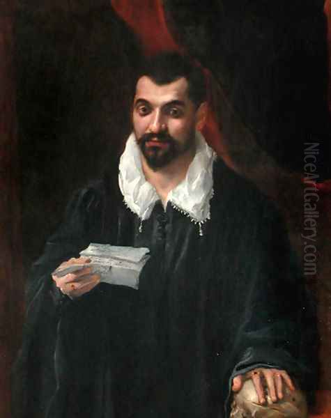 Portrait of a man holding a skull Oil Painting by Annibale Carracci