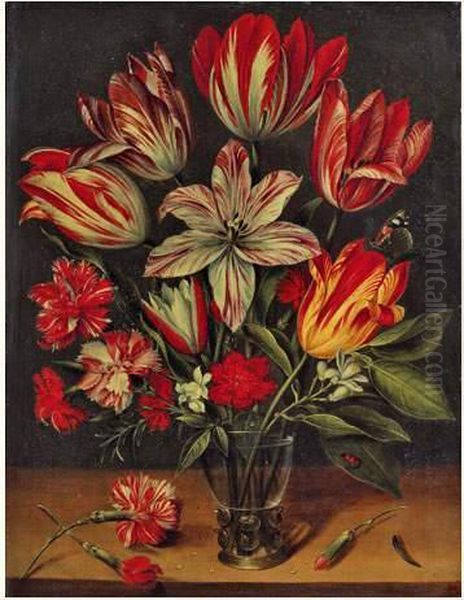 Tulipes Et OEillets Dans Un Vase Oil Painting by Andries Daniels