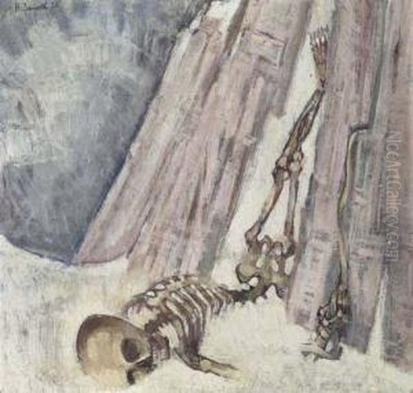 Composition With Skeleton. Oil Painting by Heinrich Danioth