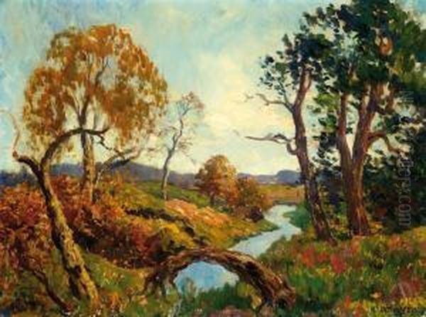 Sunny Landscape With River Oil Painting by Charles Dankmeijer