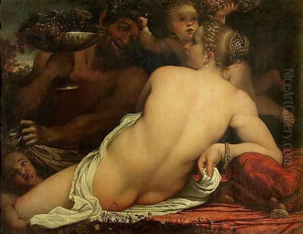 A Bacchante Oil Painting by Annibale Carracci