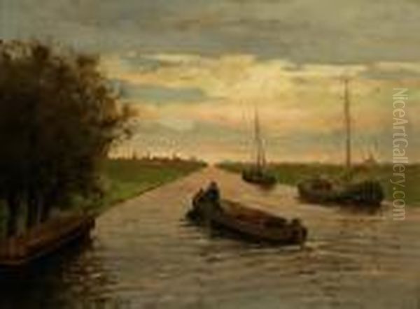 A View Of A Canal Oil Painting by Charles Dankmeijer