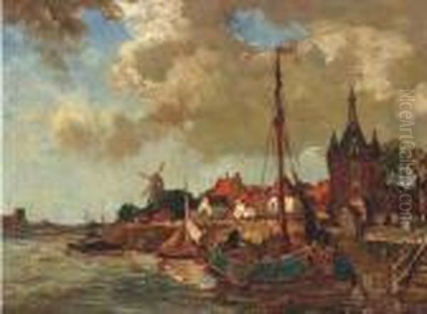 The Lekpoort, Vianen Oil Painting by Charles Dankmeijer