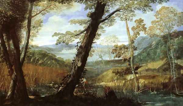 River Landscape 2 Oil Painting by Annibale Carracci