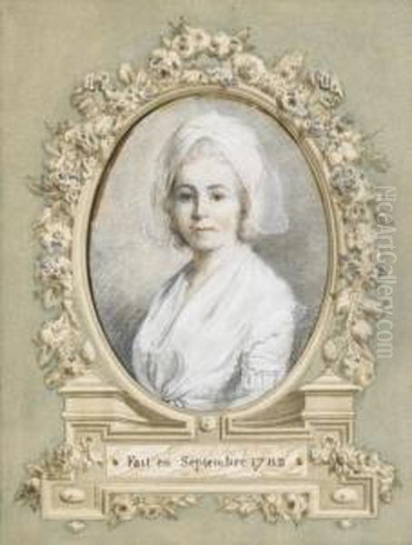 Portrait De Femme En Buste, Coiffae D'un Fichu Oil Painting by Henri Pierre Danloux