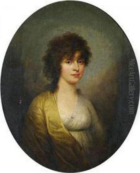 Portrait De Femme A La Robe Blanche Oil Painting by Henri Pierre Danloux