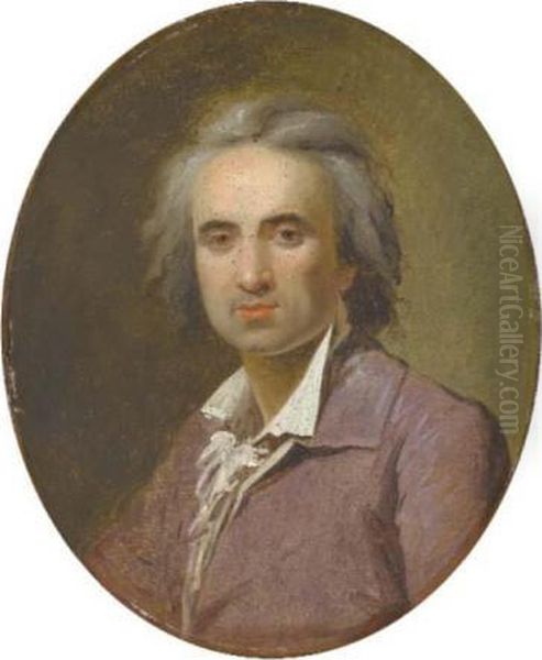 Portrait D'homme En Buste, Portant Une Redingote Mauve Oil Painting by Henri Pierre Danloux