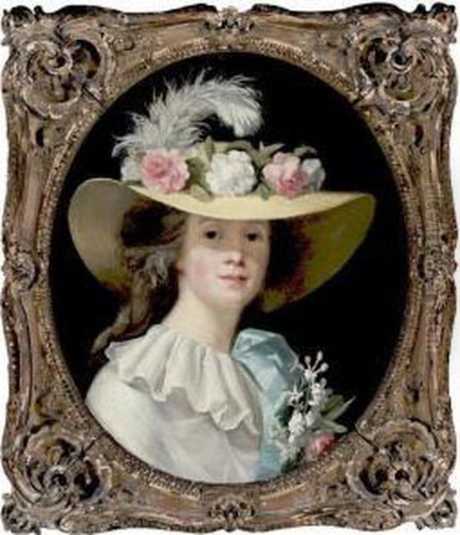 Portrait Of A Lady, Said To Be The Marquise De Sable Oil Painting by Henri Pierre Danloux