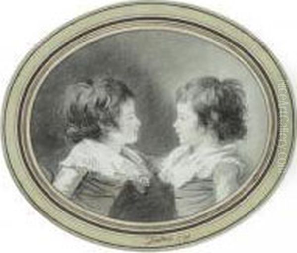 Portraits De Don Luis Et Don 
Antonio De Los Rios Y Samiento A L'age De Trois Ans, Fils Jumeaux De Don
 Carlos Fernan Nunez Oil Painting by Henri Pierre Danloux