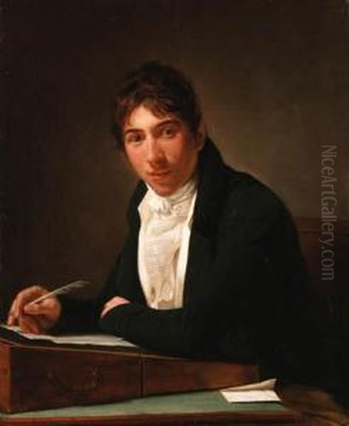 Portrait Of Mr. Gardiner Of Coombe Lodge, Half Length, At A Writingtable Oil Painting by Henri Pierre Danloux