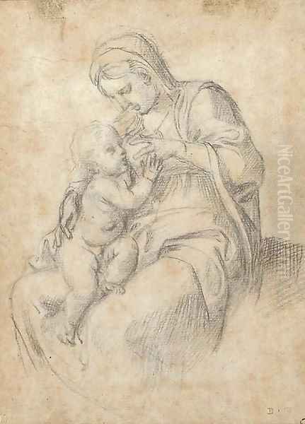 The Madonna suckling the infant Christ Oil Painting by Annibale Carracci