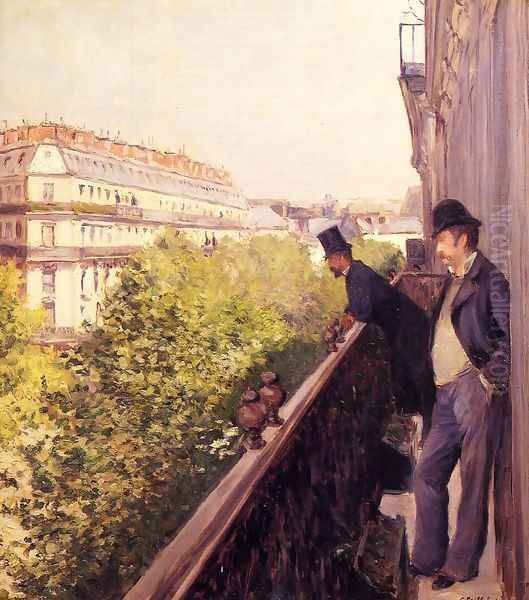 A Balcony Oil Painting by Gustave Caillebotte